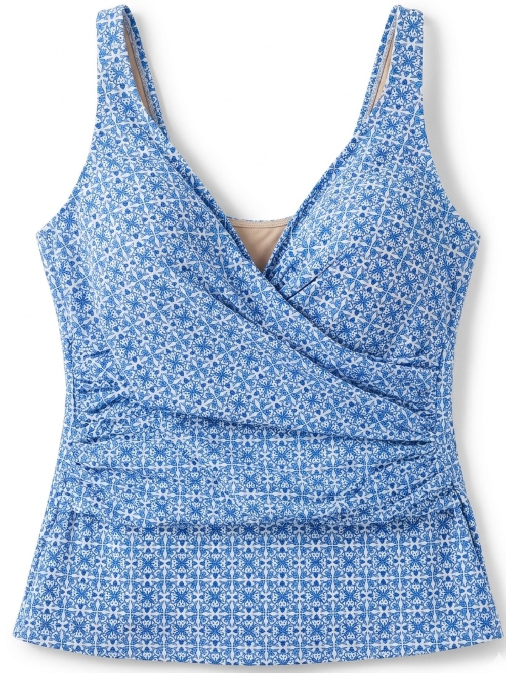 Lands' End Light Blue Floral Swim Top 14D